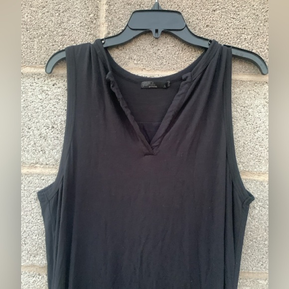 Prana Dress Womens Black Foundation Midi Split Neck Sleeveless Modal Size Large - Picture 5 of 11